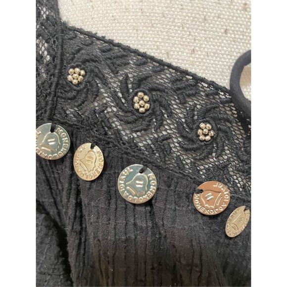 Free People Metal Coin Embellished Top Size L - Picture 6 of 8